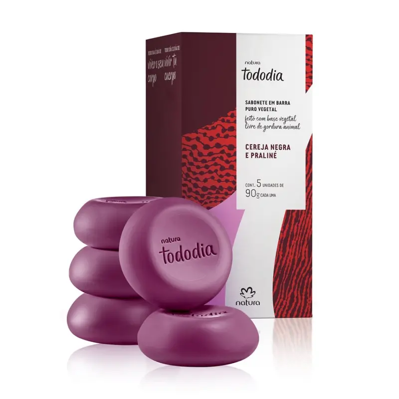 Todo Dia Pure Vegetable Bar Soap Black Cherry And Praline 5X 90G Natura 1