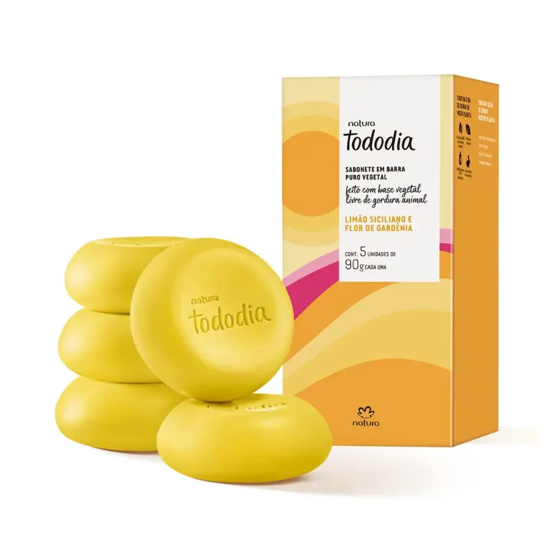 Todo Dia Vegetable Soap Bar Sicilian Lemon Gardenia Flower 5X 90G Natura 1