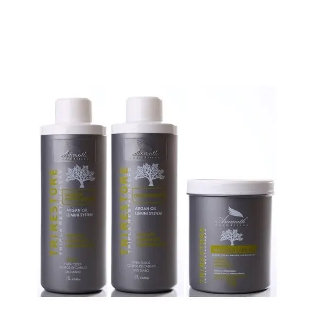 Tri Restore Argan Lumini Blond Gray Hair Restore Moisturizing Kit 3X1 - Aramath 1