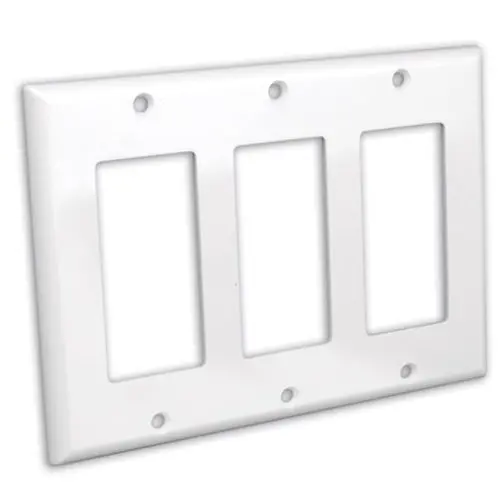 Triple Gang Decora Wall Plate White 1