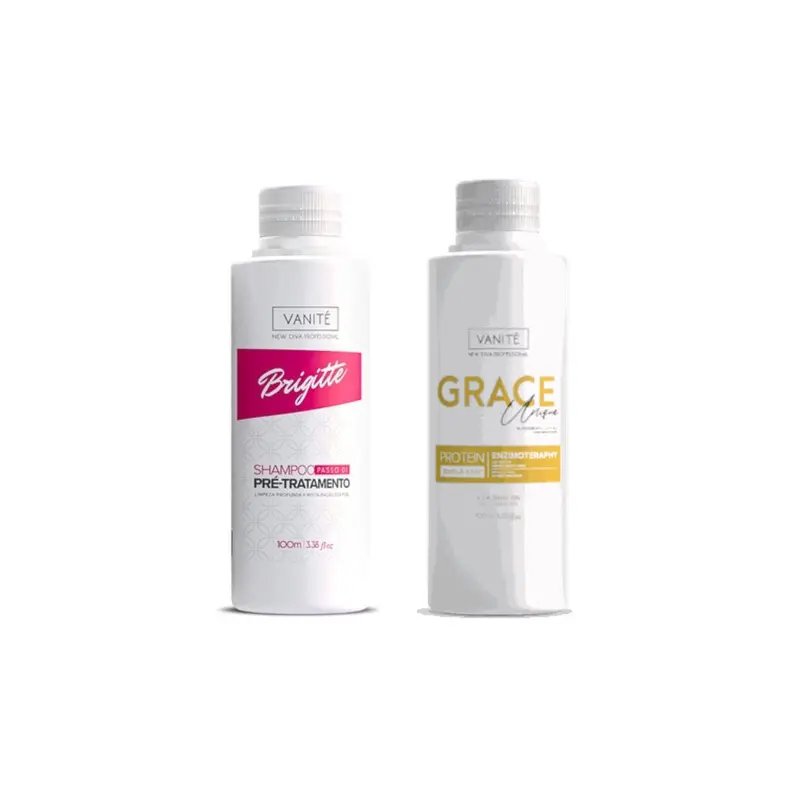 Vanité Shampoo Brigitte Grace Enzimotherapy Unique Hair Progressive Brush Straightening Kit 2X100ml 1