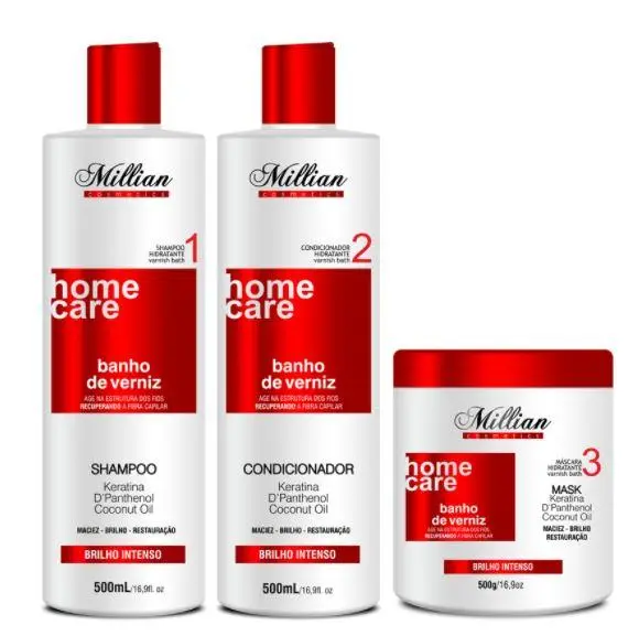 Varnish Bath Home Care Maintenance Softness Shine Restore Kit 3X500 - Millian 1