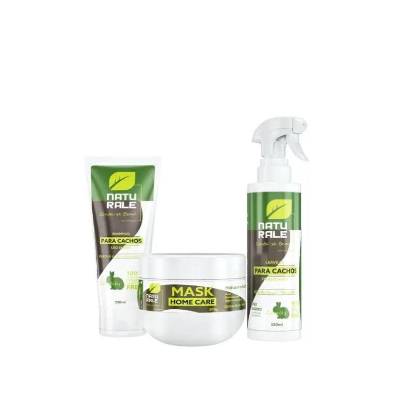 Vegan Cruelty Free Macadamia Coconut Oil Home Care Hair Kit 3 Itens - Naturale 1