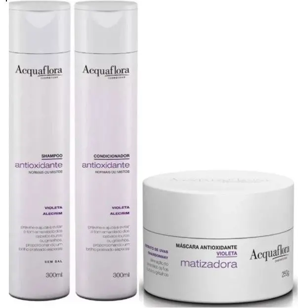 Violet Blond Hair Tinting Antioxidant Color Maintenance Kit 3 Itens - Acquaflora 1