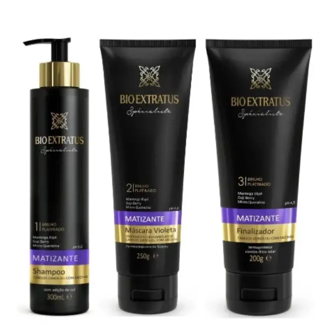 Violet Tinting Blond White Hair Neutralizing Treatment Kit 3 Itens - Bio Extratus 1