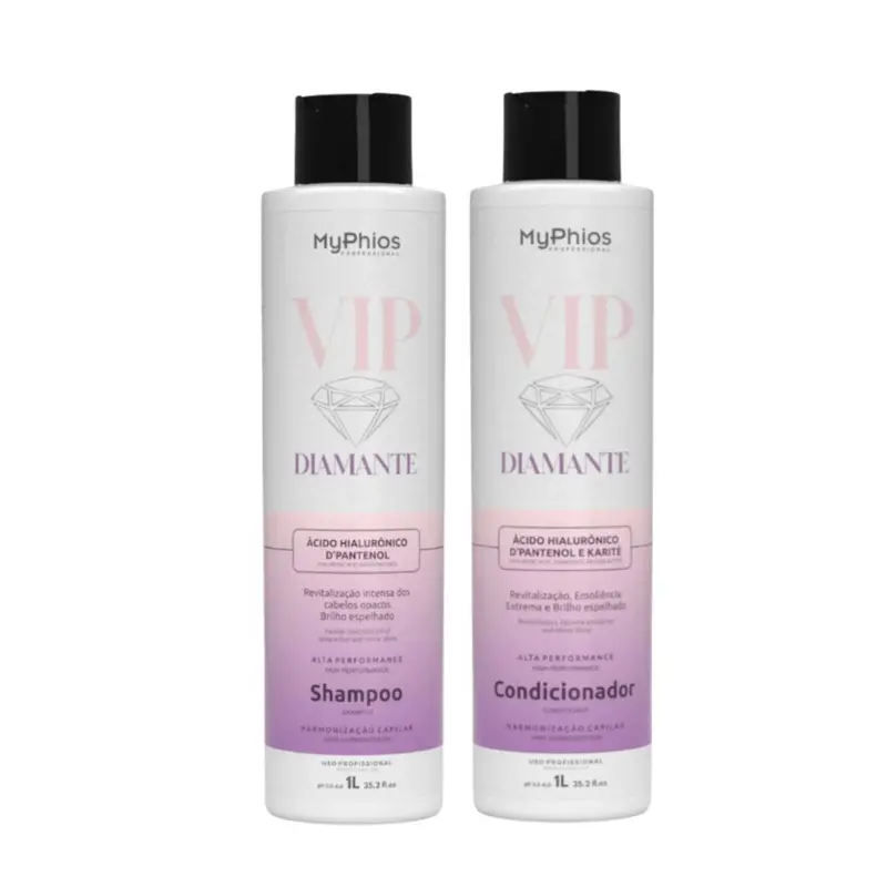 Vip Diamond Shampoo + Conditioner Hyaluronic Treatment Kit 2X 1L My Phios 1
