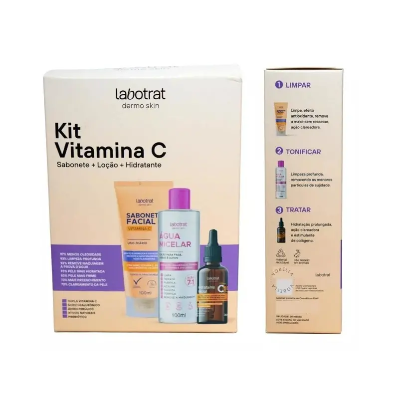 Vitamin C Soap + Micellar Water + Facial Moisturizer Skin Care Kit Labotrat 1