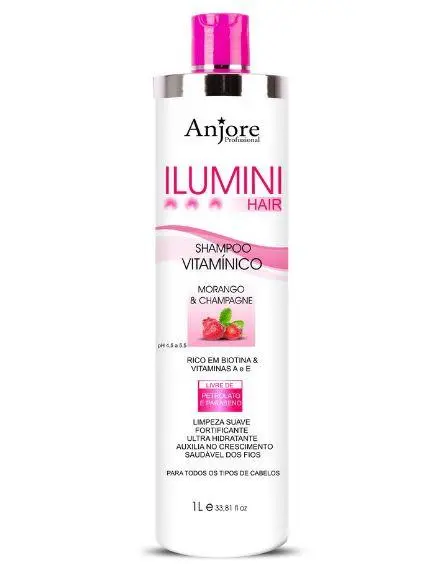 Vitamin Shampoo Biotin Ilumini Hair Strawberry Champagne Treatment 1L - Anjore 1