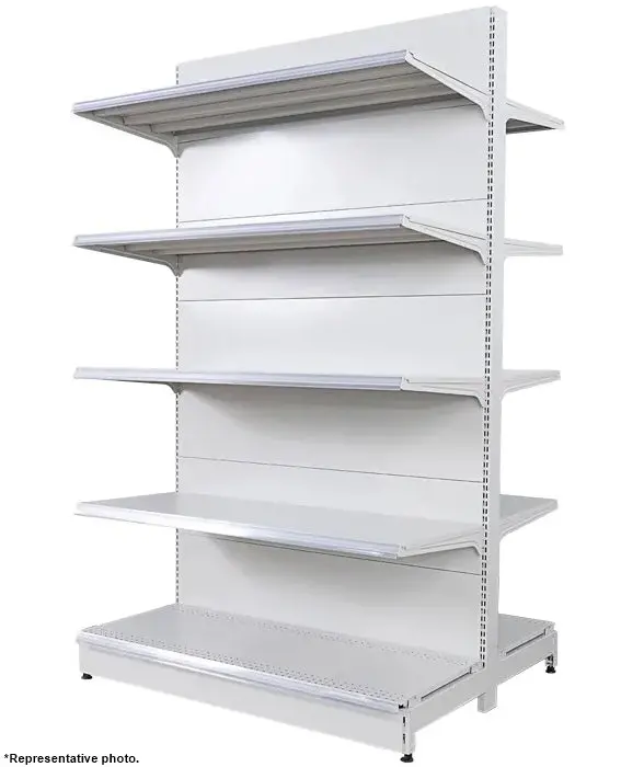 White Double Sided 4 Shelve + 1 Base, Heavy Duty Supermarket Gondola Shelves Hbr-3008W 1
