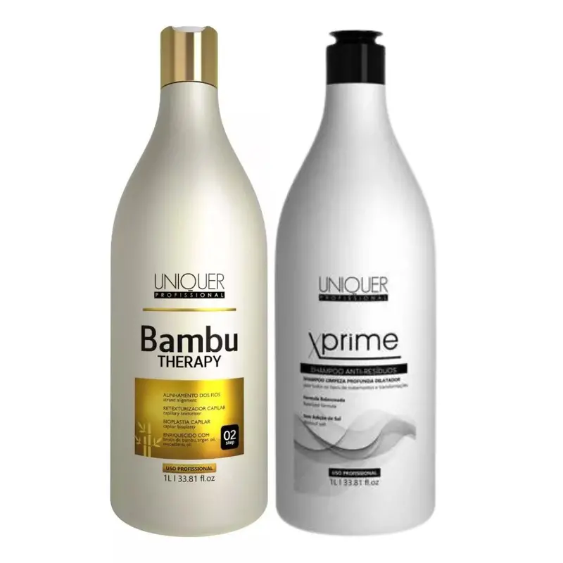 Xprime + Bamboo Progressive Brush Hair Straightening Reudcer Kit 2X 1L Uniquer 1