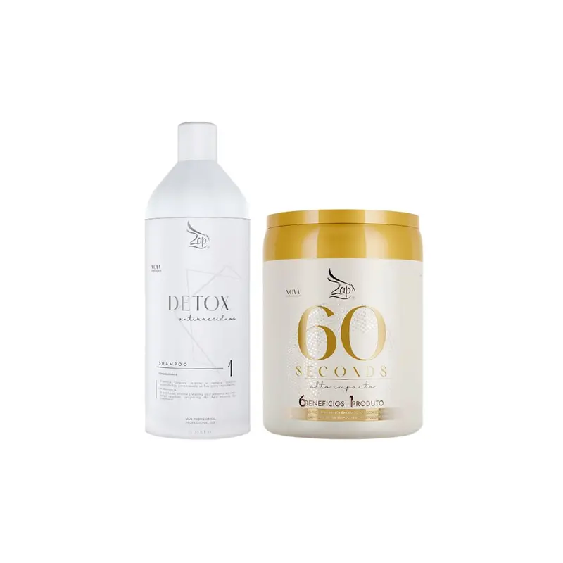 Zap Cosmetics Detox Shampoo + 60 Seconds High Impact Hair Treatment Mask Kit 1
