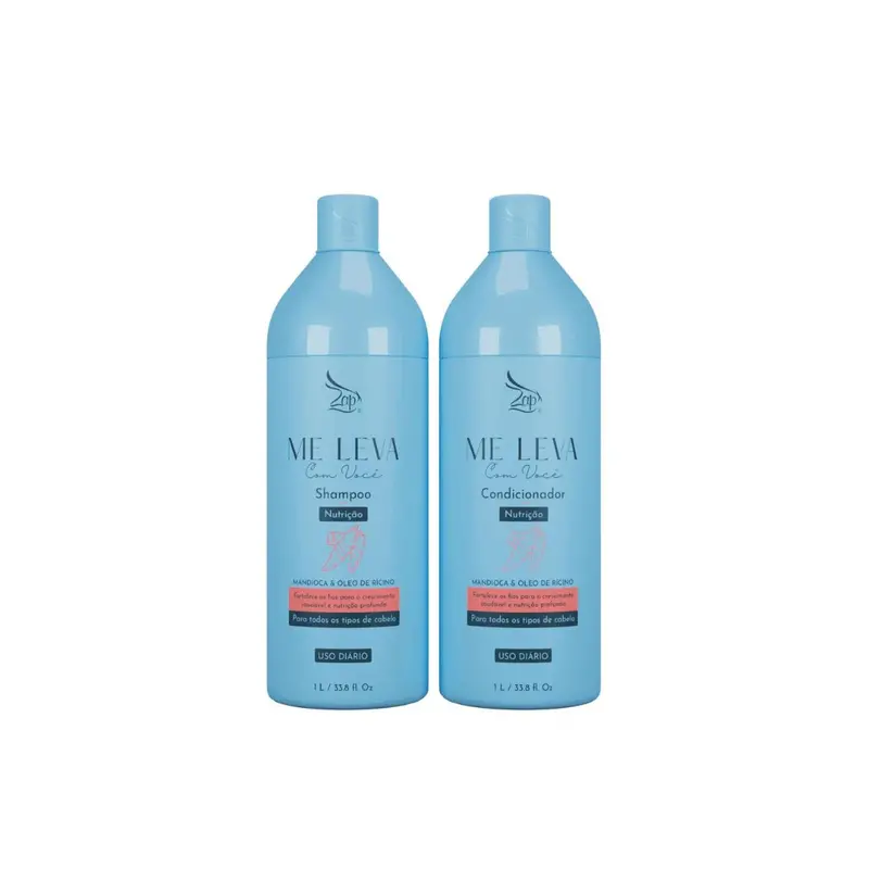 Zap Cosmetics Me Leva Com Voce Nourishing Hair Treatment Manioc Castor Oil Kit 1