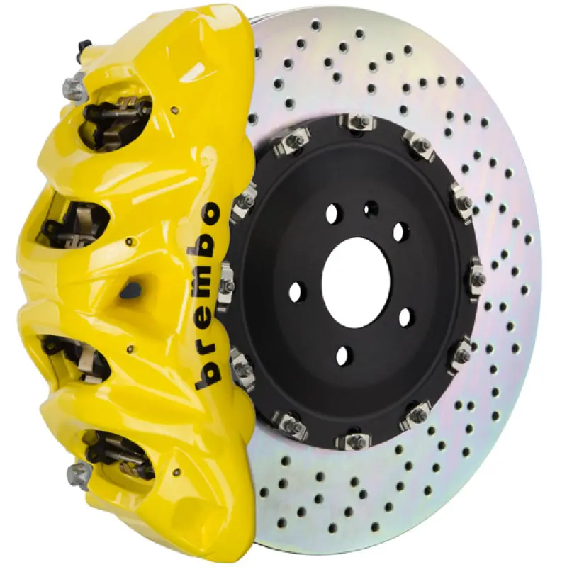 Brembo Gt Big Brake Kit — Front, 2011–2018 Porsche Cayenne, 8-Piston Calipers & Drilled 412X38Mm 2-Piece Rotors (Yellow Finish) 1