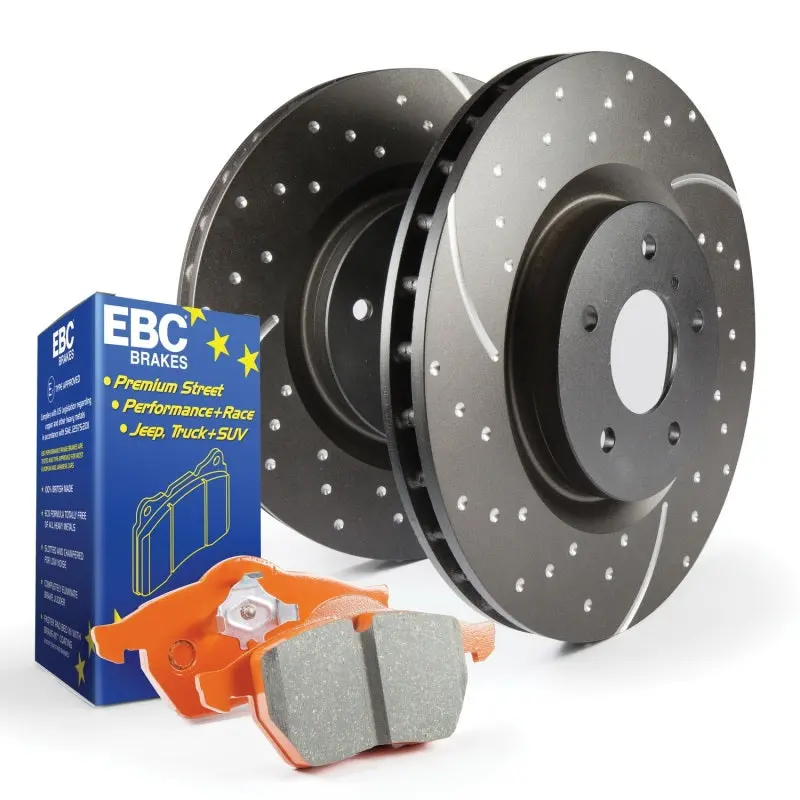 Ebc S8 Performance Brake Kit: Orangestuff Pads With Grooved & Drilled Rotors 1
