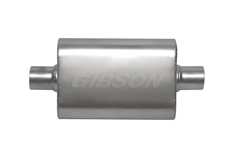 Gibson Superflow Center/Center Oval Muffler – 4X9X13In, 3-Inch Inlet/Outlet, Stainless Steel Construction 1