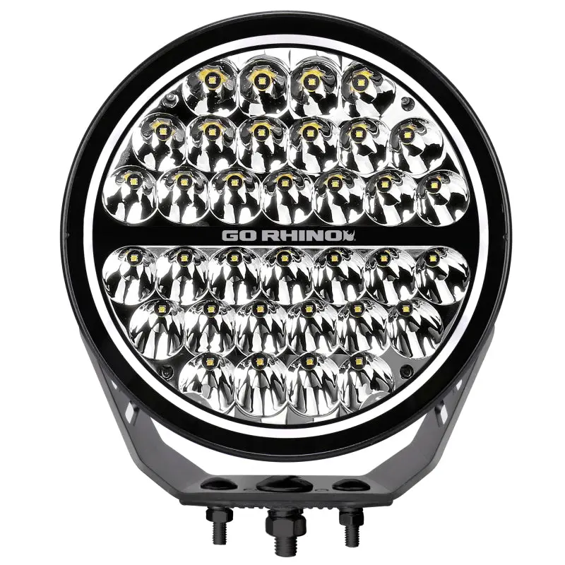 Go Rhino Xplor Blackout Series Round Single Led Spot Light Kit W/Drl (Surface Mount) 9In. - Blk 1