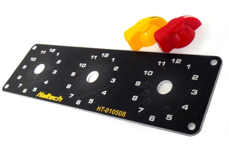 Haltech Triple Switch Panel Kit With Yellow And Red Knobs For Custom Dash Integration 1
