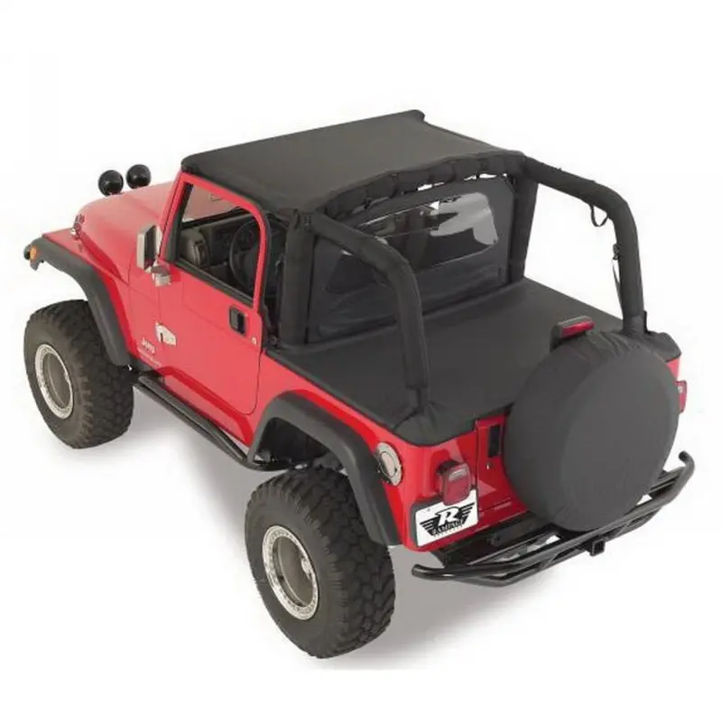 Rampage Black Denim Soft Tonneau Cover For 1992–1995 Jeep Wrangler Yj 1