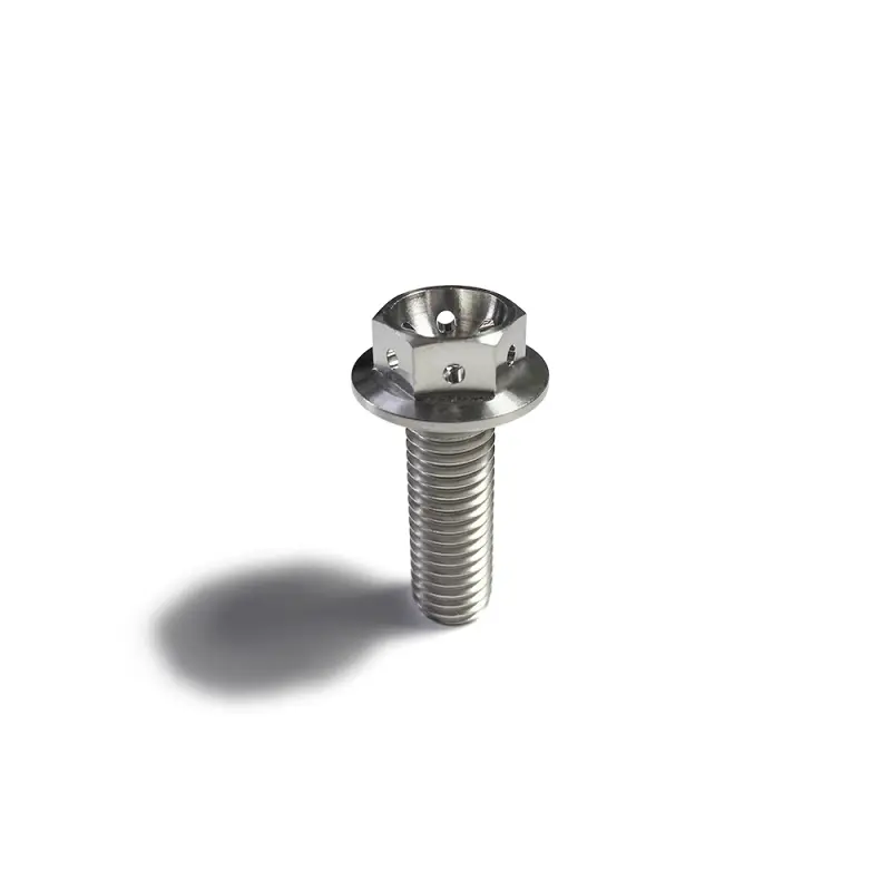 Ticon Industries Titanium Flanged Bolt – M10X15Mm, 1.5Mm Pitch, 14Mm Hex, Drilled Head 1